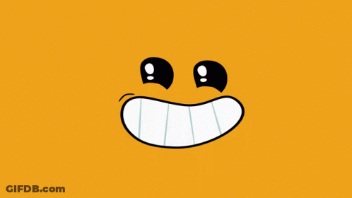 A Cartoon Face With A Big Smile And A Star On It 'S Eyes GIF
