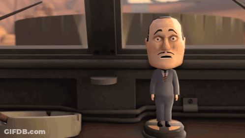 A Cartoon Figure Of A Man In A Suit And Tie Is Standing In Front Of A Window GIF