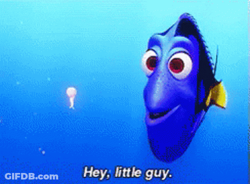 A Cartoon Fish Says Hey Little Guy GIF