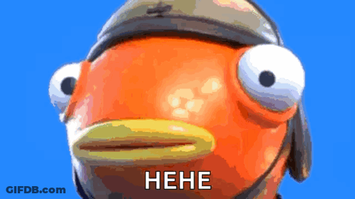 A Cartoon Fish Wearing A Helmet With The Word " Hene " On It GIF