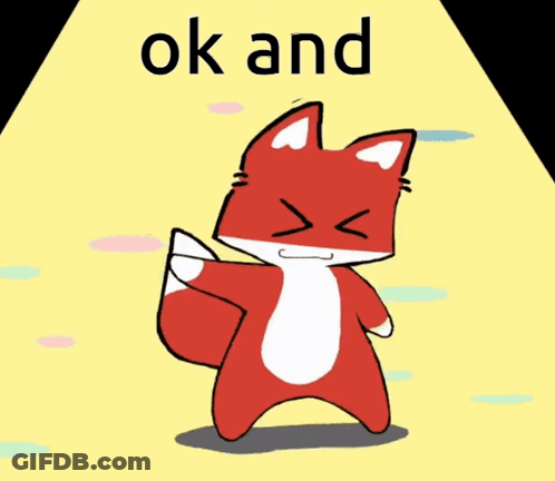 A Cartoon Fox Is Dancing With The Words Ok And Above Him GIF