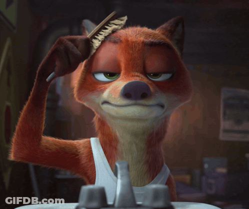 A Cartoon Fox Is Holding A Brush In His Hand GIF