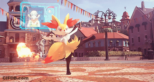 Fox Standing By Clock Tower With Fireball Tail GIF