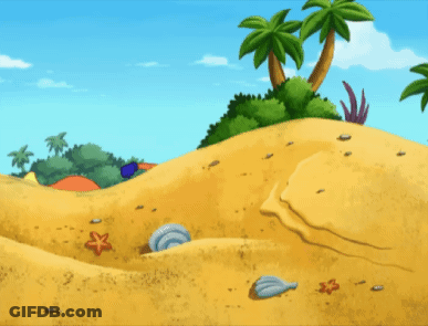 A Cartoon Fox Jumping Over A Sandy Hill GIF