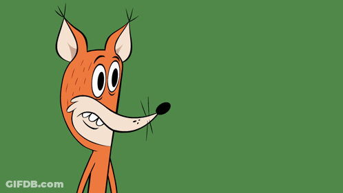 A Cartoon Fox Says Hey Psst In Orange Letters On A Green Background GIF