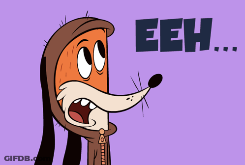 A Cartoon Fox Wearing A Hoodie With The Word Eeh Above It GIF