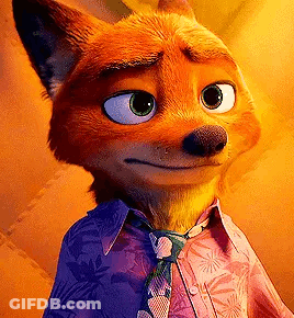 A Cartoon Fox Wearing A Shirt And Tie . GIF
