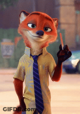 A Cartoon Fox Wearing A Yellow Shirt And Blue Tie Is Giving The Middle Finger GIF