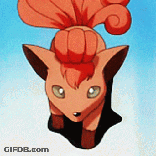 Cartoon Fox With Red Tail Looking Up GIF