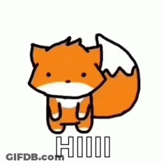 A Cartoon Fox With A White Tail Is Standing Next To A White Background . GIF