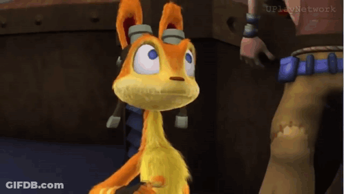 A Cartoon Fox With Headphones On Is Standing Next To A Person . GIF