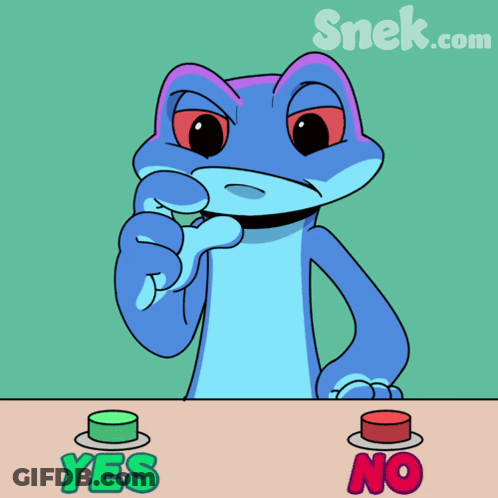 A Cartoon Frog Is Giving A Thumbs Up With A Yes Button And A No Button GIF