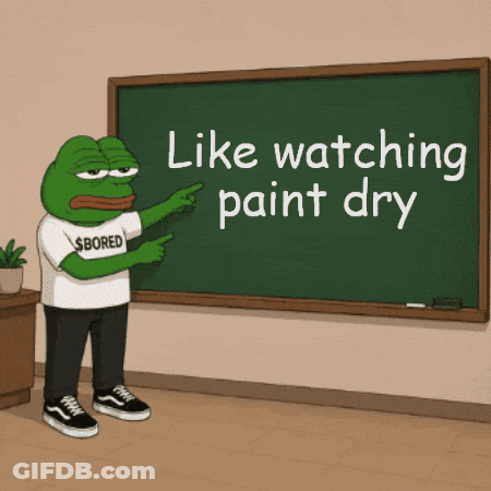 A Cartoon Frog Is Pointing At A Chalkboard That Says Like Watching Paint Dry GIF