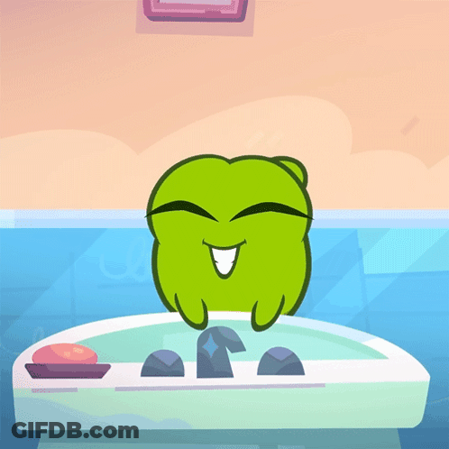 A Cartoon Frog Is Sitting In A Sink With A Soap Dish GIF