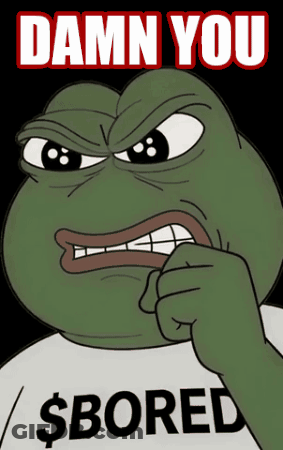 A Cartoon Frog Is Wearing A Shirt That Says Damn You $Bored GIF