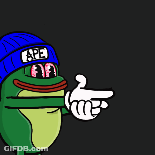 A Cartoon Frog Wearing A Blue Hat That Says Ape On It GIF