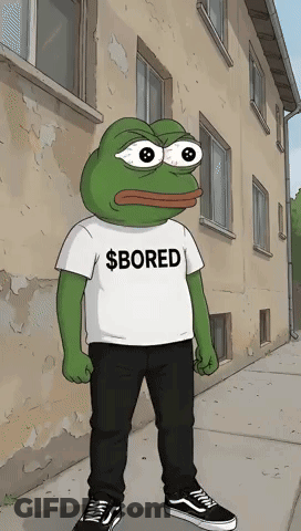 A Cartoon Frog Wearing A Shirt That Says Bored GIF
