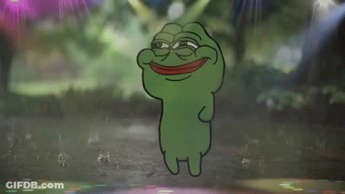 A Cartoon Frog With A Red Mouth Is Dancing In The Rain GIF