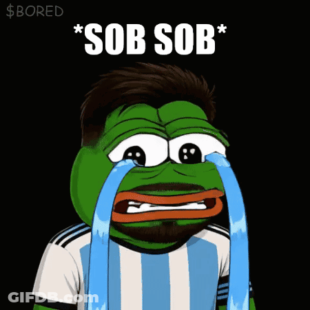 A Cartoon Frog With Tears Coming Out Of His Eyes And The Words Sob Sob Written On The Bottom GIF
