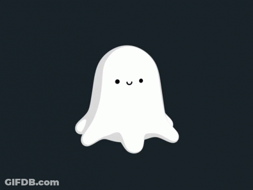 A Cartoon Ghost With Two Faces On It GIF
