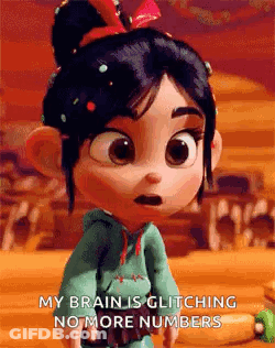 A Cartoon Girl From The Movie Winnie The Pooh Is Standing In Front Of A Wooden Table . GIF