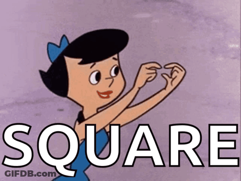 A Cartoon Girl In A Blue Dress Is Holding A Square In Her Hands GIF