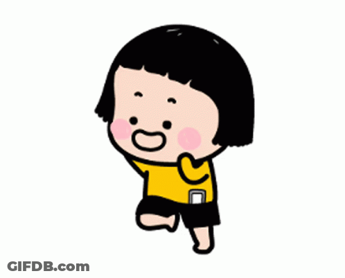 A Cartoon Girl In A Yellow Shirt And Black Shorts Is Running GIF
