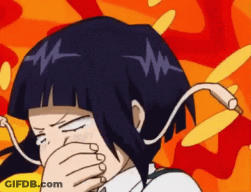 A Cartoon Girl Is Covering Her Mouth With Her Hand While Crying . GIF