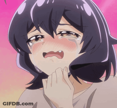 A Cartoon Girl Is Crying With Tears Running Down Her Face GIF