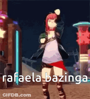 A Cartoon Girl Is Dancing With The Words Rafaela Bazinga Written On The Bottom GIF