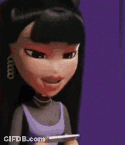 A Cartoon Girl Is Holding A Cell Phone In Her Hand And Smiling . GIF