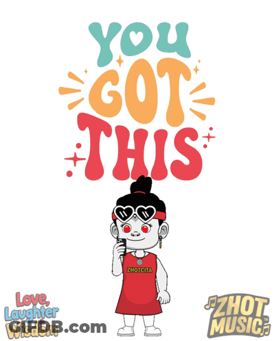 Cartoon Girl Holding Microphone With You Got This Sign GIF