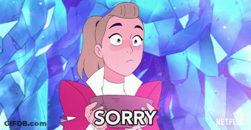 A Cartoon Girl Is Holding A Piece Of Paper With The Word Sorry On It GIF