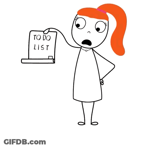 A Cartoon Girl Is Holding A To Do List GIF