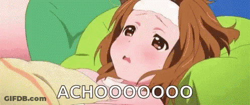 A Cartoon Girl Is Laying In Bed With A Bandage On Her Head And The Words Achoo Written On The Bottom . GIF