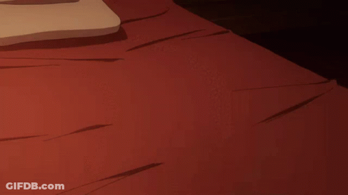 A Cartoon Girl Is Laying On A Bed With Her Arms Outstretched GIF