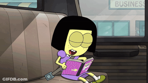 Girl Reading Book In Bus Back Seat GIF