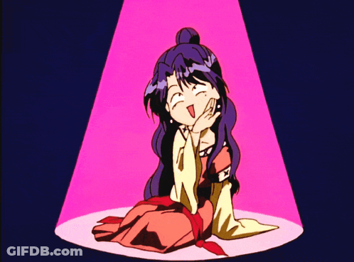 A Cartoon Girl Is Sitting In A Pink Light GIF