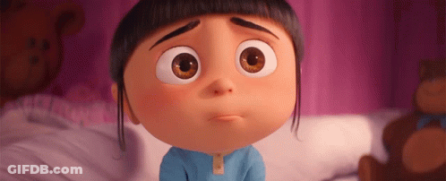 A Cartoon Girl Is Sitting On A Bed With A Brown Teddy Bear In The Background GIF