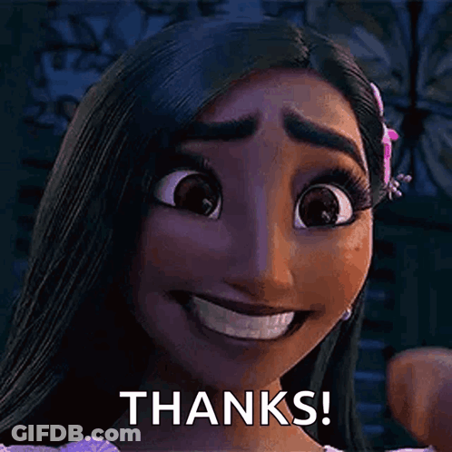 A Cartoon Girl Is Smiling And Saying Thanks . GIF