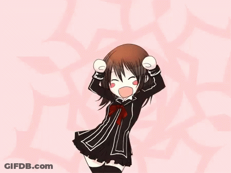 A Cartoon Girl Is Standing In Front Of A Pink Background With Flowers And Making A Funny Face . GIF