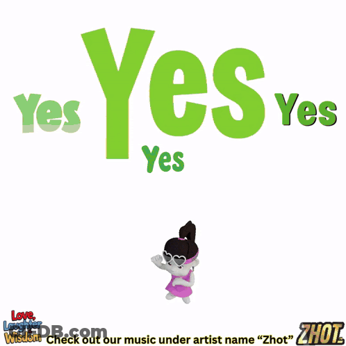 A Cartoon Girl Is Standing In Front Of A Sign That Says Yes GIF