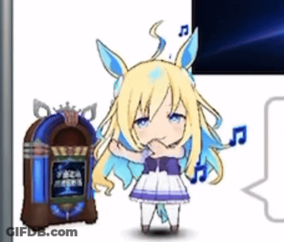 A Cartoon Girl Is Standing Next To A Jukebox That Says ' A ' On It GIF