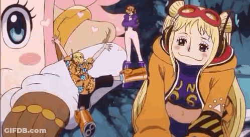 Cartoon Girl Standing Next To Man In Hoodie And Goggles GIF