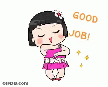 A Cartoon Girl Is Standing With Her Arms Crossed And Saying `` Good Job ! '' GIF