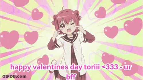 A Cartoon Girl Is Surrounded By Pink Hearts And Says Happy Valentines Day GIF