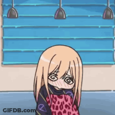 A Cartoon Girl Is Wearing A Leopard Print Apron And Has A Swirl In Her Eyes . GIF