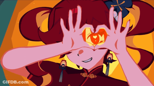 A Cartoon Girl Making A Heart With Her Hands GIF