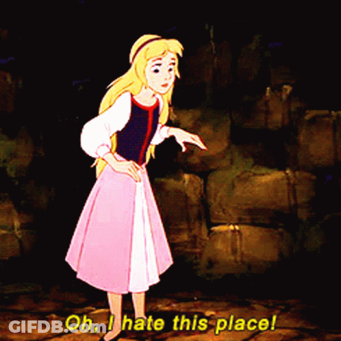 A Cartoon Girl Says Oh I Hate This Place In A Dark Room GIF