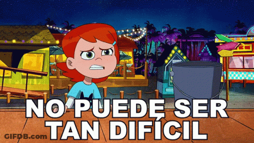 A Cartoon Girl Stands In Front Of A Sign That Says No Puede Ser Tan Difícil GIF